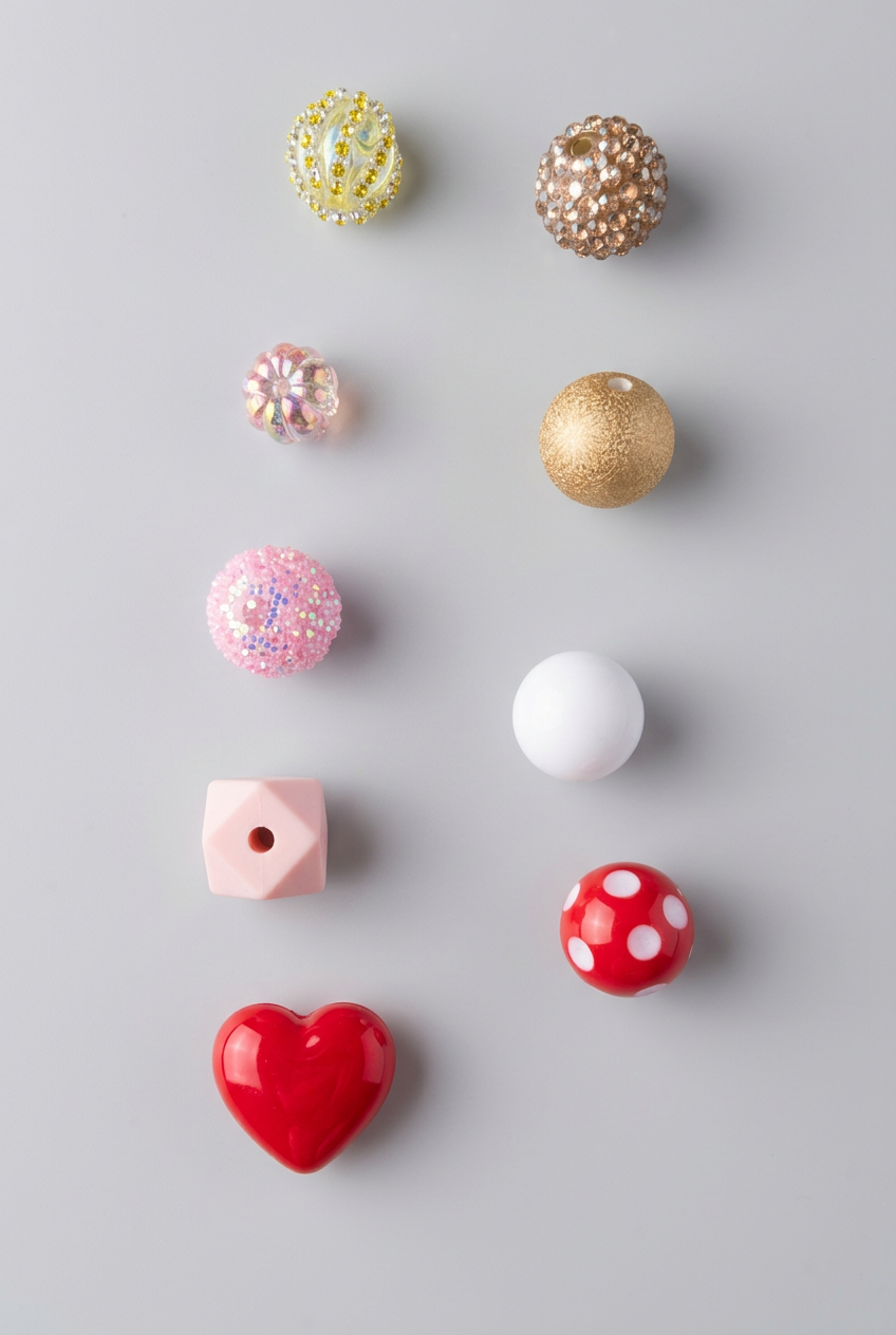Beads on soft light grey