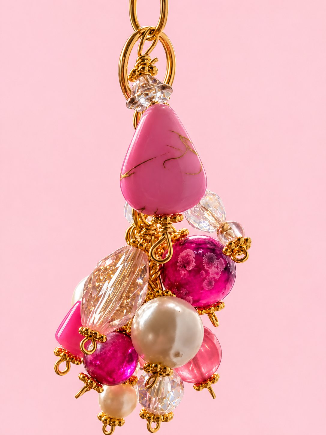 Pink and Gold Zipper Dangle