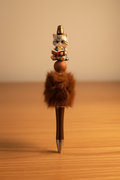 Fuzzy Reading Cat Pen - Warm Wooden Desk