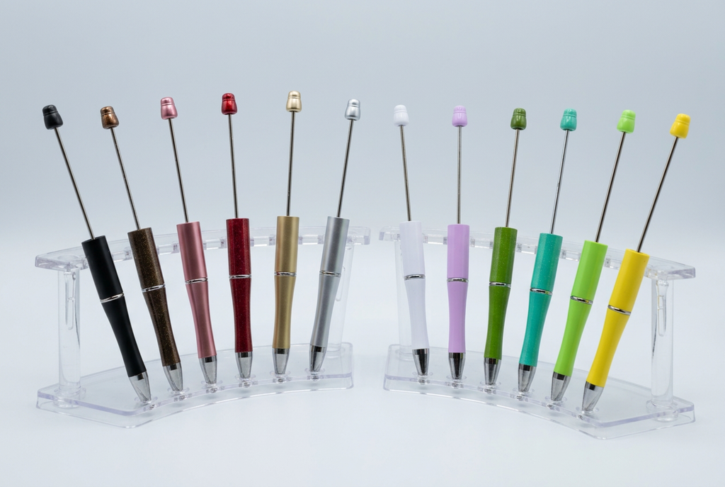 Pen collection on soft light grey