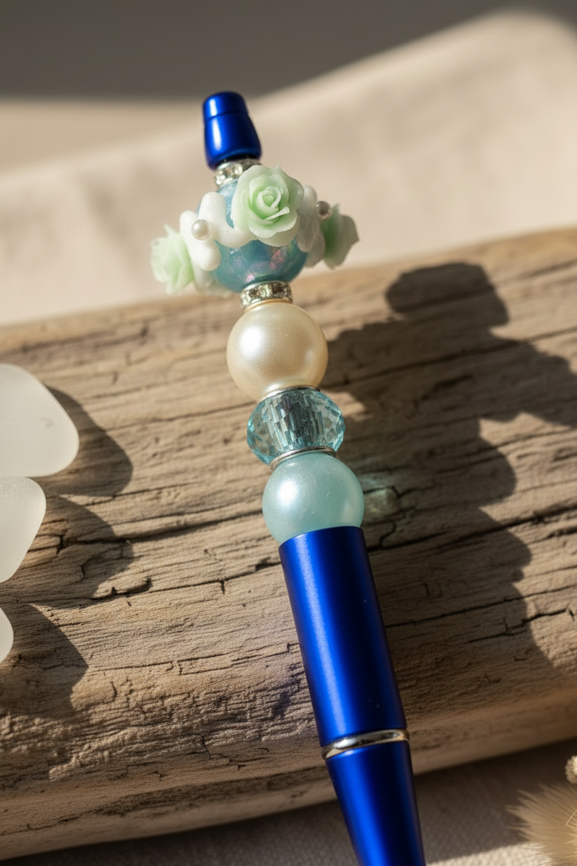 Ocean Bloom Beaded Ballpoint Pen