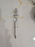Silver and white beaded pen