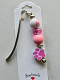 Beaded Pink Paw Bookmark
